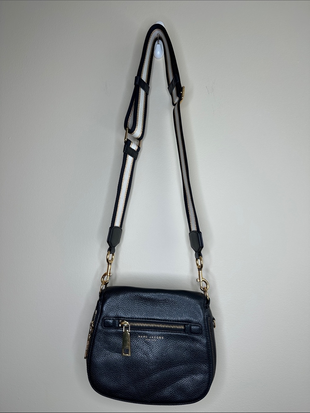 Marc Jacobs Black Leather Crossbody with Contrast Strap